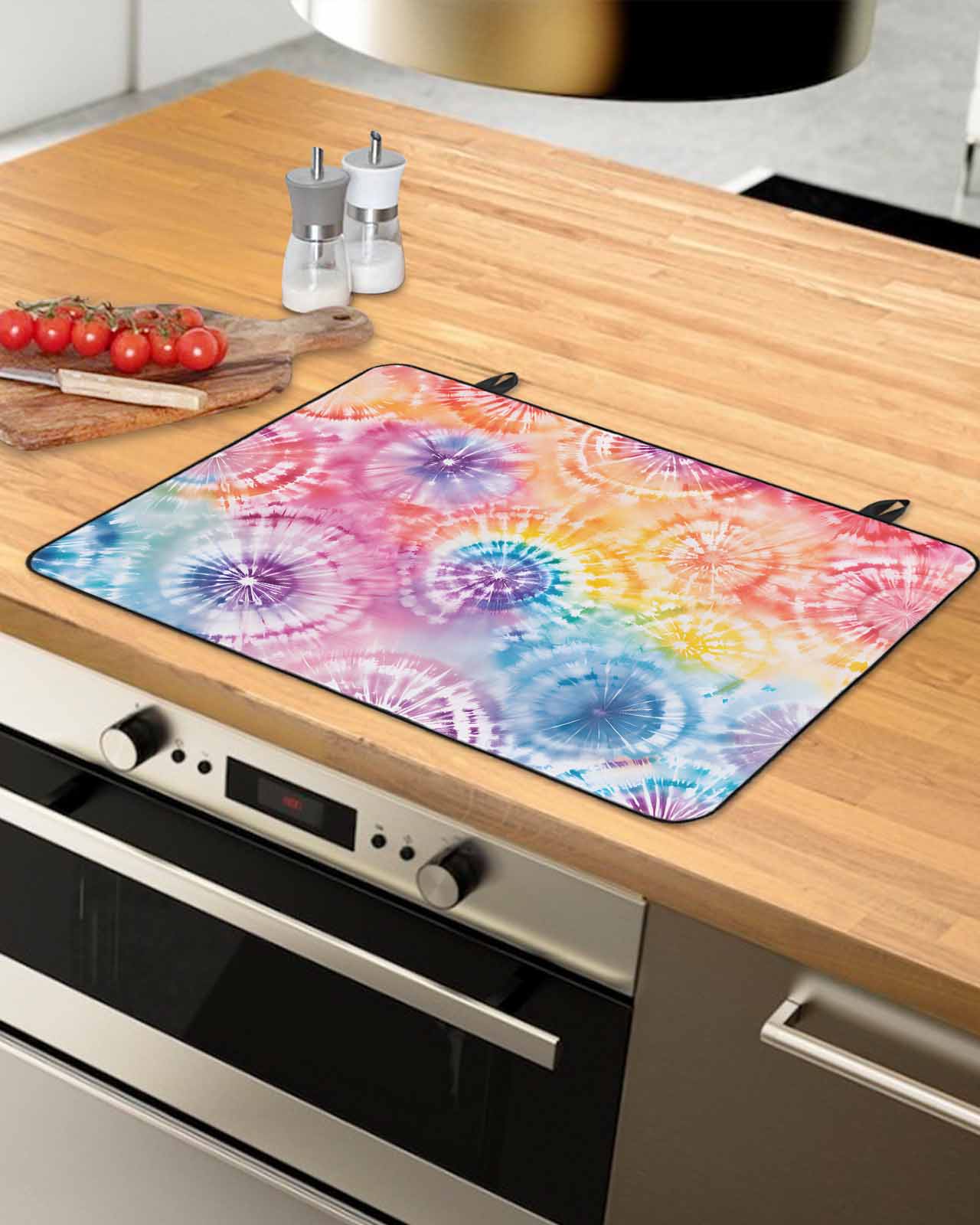 nqOlkjepod Large Induction Cooktop Protector Mat 36"x21", Colorful Stove Top Covers for Electric Stove, Ethnic Modern Abstract Geometric Decorative Stove Burner Cover Mats, Glass Top Stove Cover