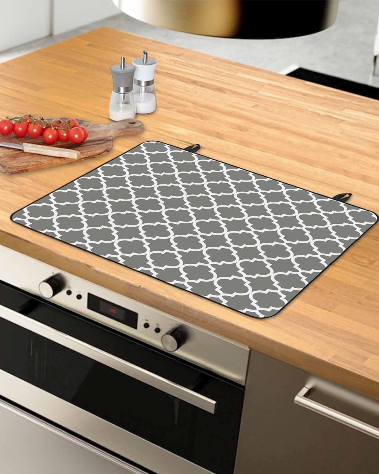 nqOlkjepod Large Induction Cooktop Protector Mat 36"x21", Gray Morocco Stove Top Covers for Electric Stove, Vintage Minimalist Boho Ethnic Pattern Stove Burner Cover Mats, Glass Top Stove Cover