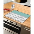 thumbnail image 1 of nqOlkjepod Large Induction Cooktop Protector Mat 36"x21", Grey Chevron Stove Top Covers for Electric Stove, Geometric Turquoise Print Wavy Striped White Stove Burner Cover Mats Stove Cover, 1 of 8
