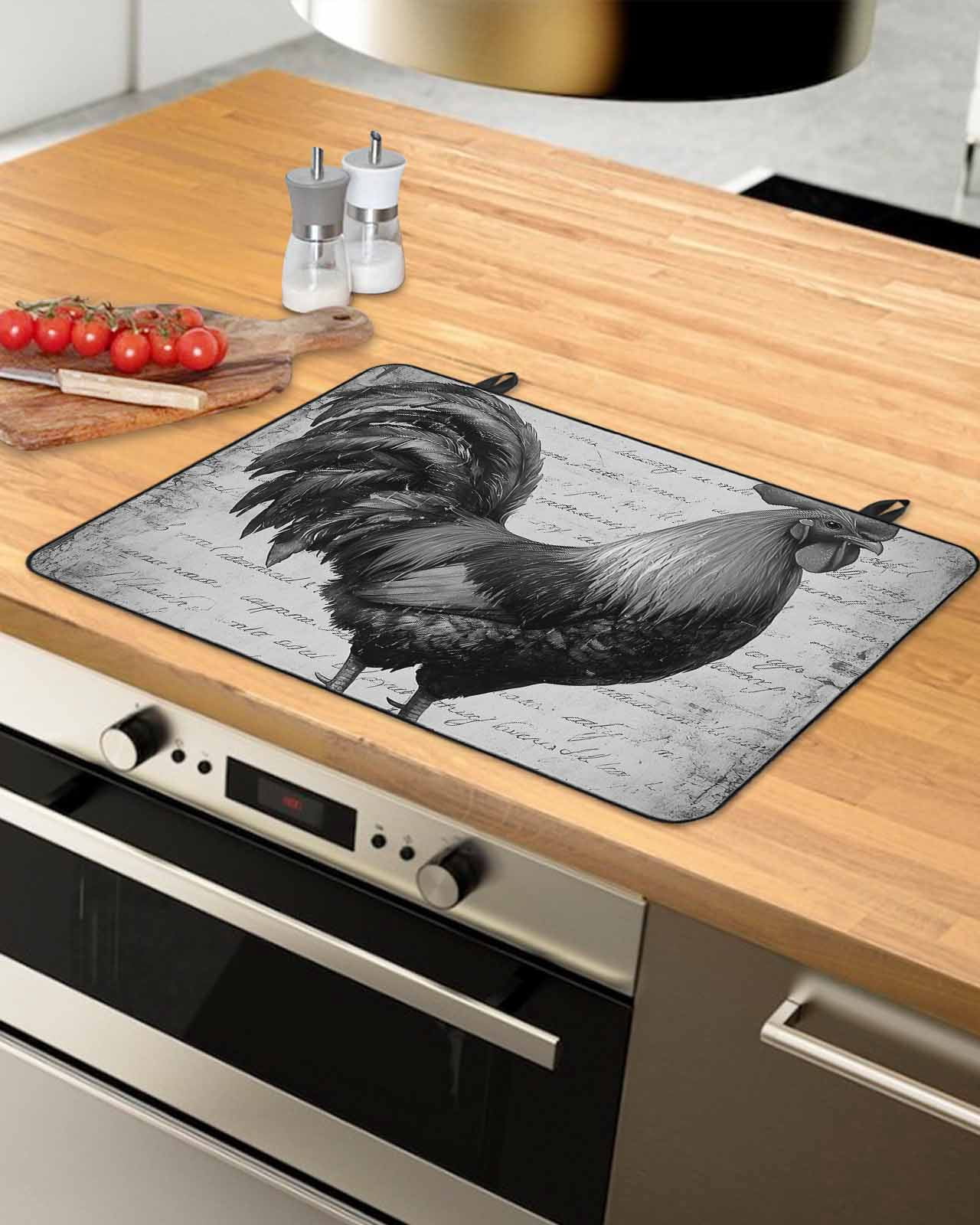nqOlkjepod Large Induction Cooktop Protector Mat 36"x21", Grey Retro Vintage Stove Top Covers for Electric Stove, Farmhouse Country Animal Modern Stove Burner Cover Mats, Glass Top Stove Cover