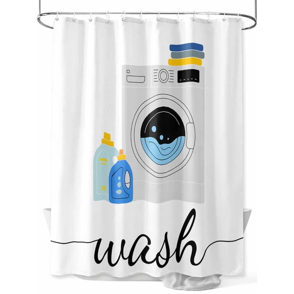 nqOlkjepod Laundry Room Shower Curtain, Waterproof Shower Curtains for Bathroom, Modern Minimalist Washing Machine Washable Fabric Bathtub Curtain Set Bath Decor with 12 Hooks Extra Long 72"x96"