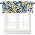 thumbnail image 1 of nqOlkjepod Lemon Farmhouse Short Window Curtain Valances, Watercolor Yellow Blue Fruit Branch Flower Rod Pocket Kitchen Valances for Living Room Bedroom Bathroom Cafe, 1 Panel - 42" x 12", 1 of 8