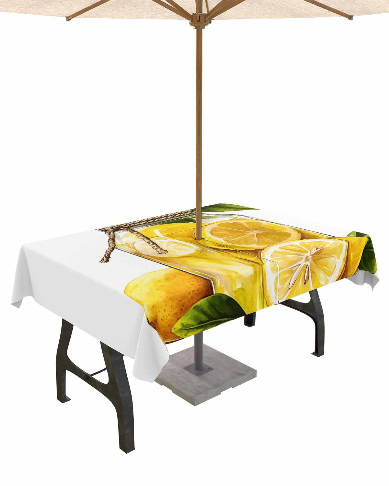 nqOlkjepod Lemon Outdoor Tablecloth with Umbrella Hole & Zipper, Summer ...