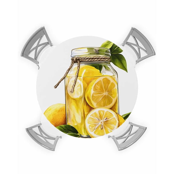 nqOlkjepod Lemon Round Tablecloth, Fitted Table Cover with Elastic for 55"-60" Round Tables, Summer Fruit Watercolor Yellow Table Cloth Outdoor Indoor Dinning Party Waterproof Tablecloths