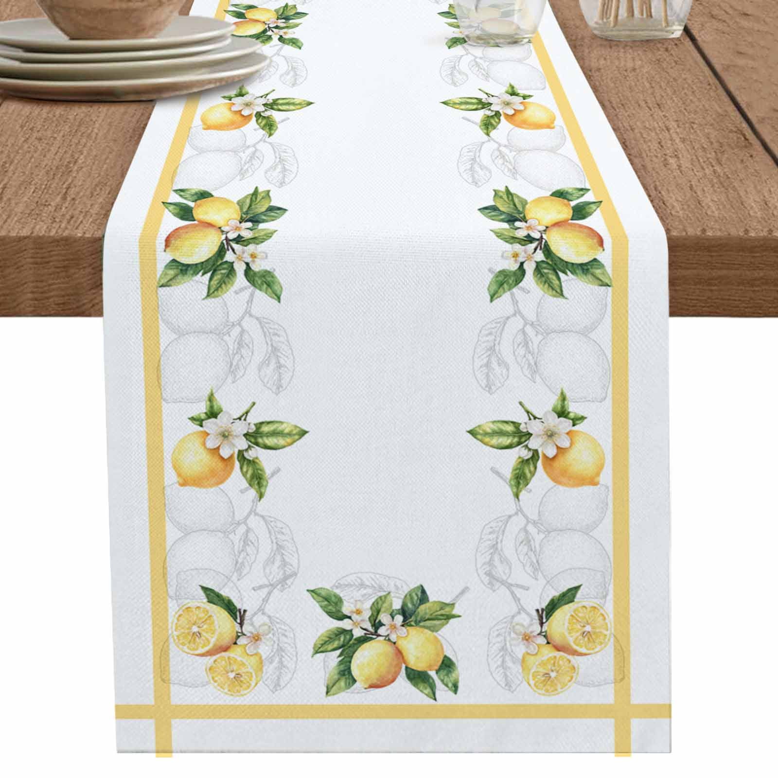nqOlkjepod Lemon Yellow Table Runner 60 Inches Long Farmhouse Dress ...