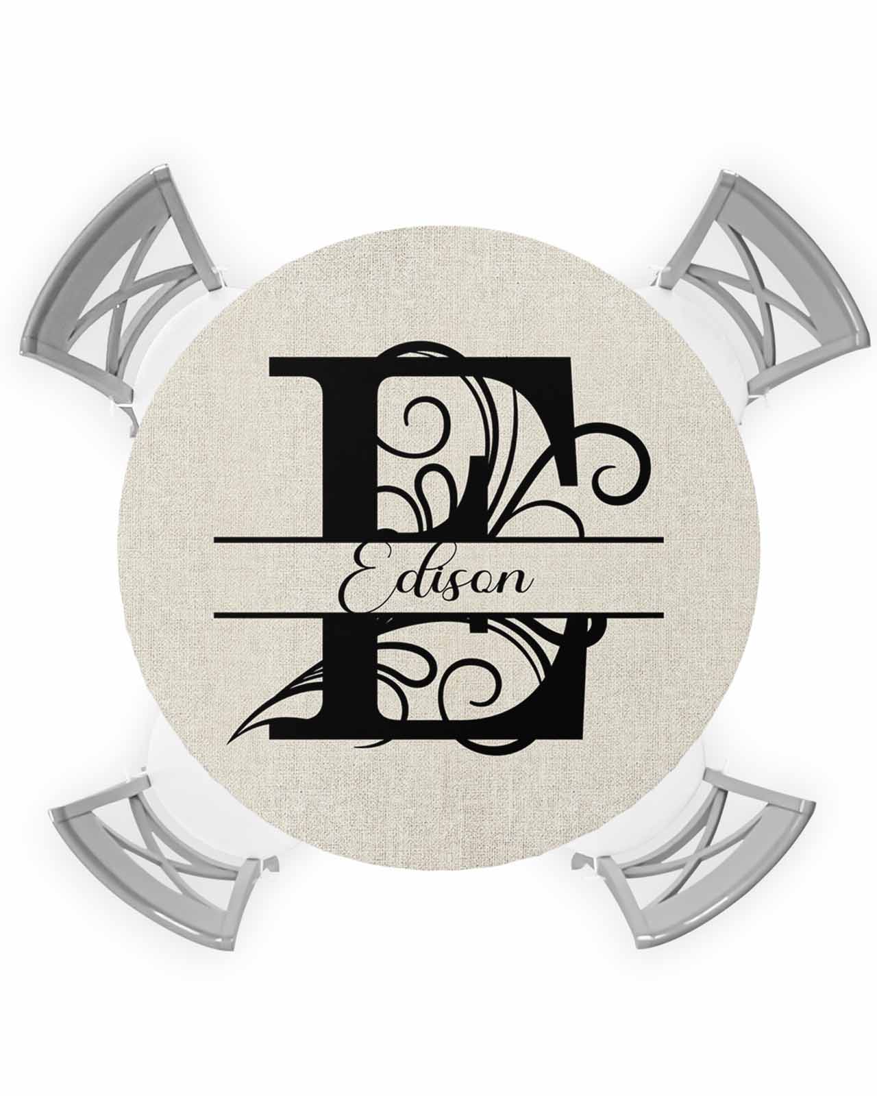 nqOlkjepod Letter E Round Tablecloth, Fitted Table Cover with Elastic ...
