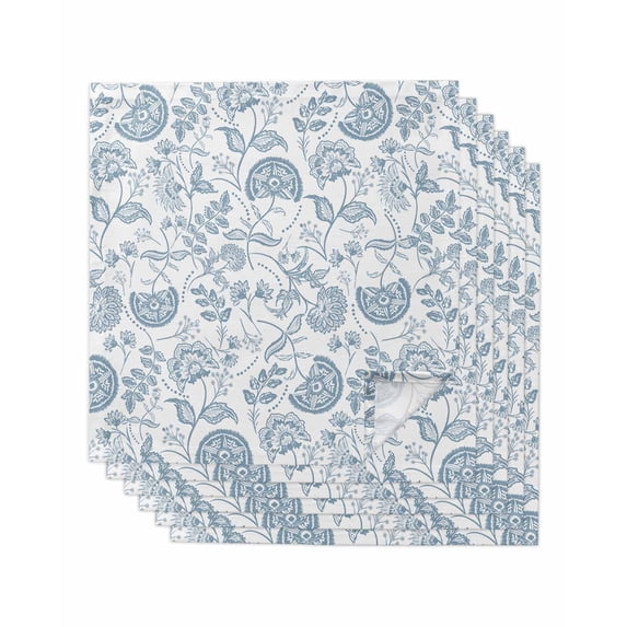 nqOlkjepod Light Blue Farmhouse Cloth Napkins Set of 6 Reusable Dinner Napkins, Retro Botanical Plant Fruit Leaf Cocktail Napkin Washable Table Napkins for Wedding/Holiday Party/Baby Shower 20"x20"