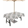 thumbnail image 1 of nqOlkjepod Light Blue Floral Outdoor Tablecloth with Umbrella Hole & Zipper, Sliver Vintage Country Artwork Rectangle Table Cover 54x80 Inch, Dining Waterproof Table Cloth Protector for Patio/Party, 1 of 7