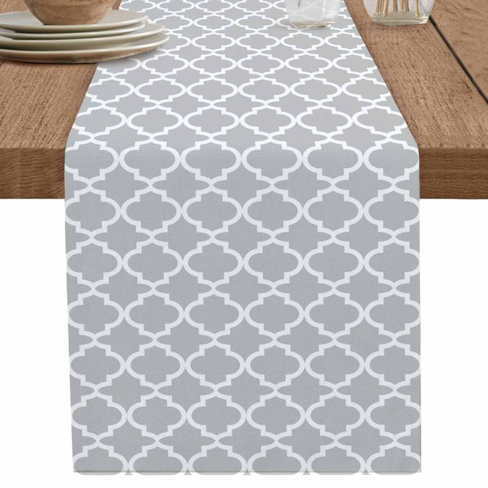 nqOlkjepod Light Gray Table Runner 72 Inches Long Farmhouse Dress ...