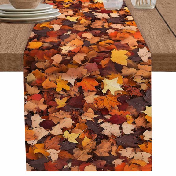 nqOlkjepod Maple Leaf Autumn Table Runner 48 Inches Long Farmhouse Dress Scarves, Farmhouse Fall Botanical Leaves Dining Tablerunner for Coffee Table/Kitchen Island/Party Décor, 13" x 48"