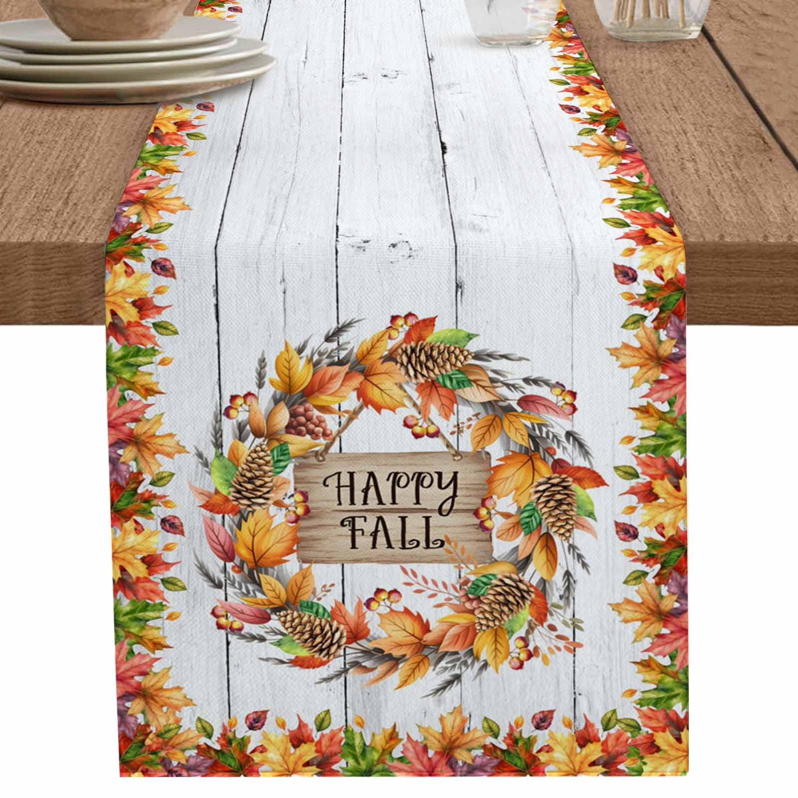 nqOlkjepod Maple Leaves Fall Table Runner 108 Inches Long Farmhouse ...