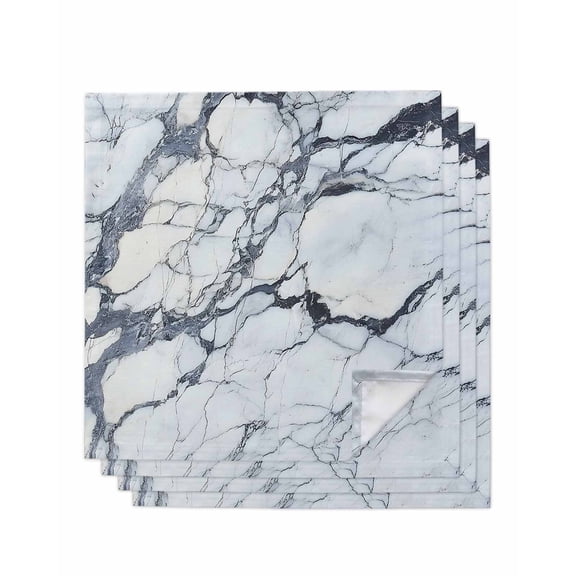 nqOlkjepod Marble Grey White Cloth Napkins Set of 4 Reusable Dinner Napkins, Abstract Modern Geometric Printed Cocktail Napkin Washable Table Napkins for Wedding/Holiday Party/Baby Shower 20"x20"