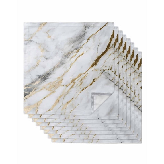 nqOlkjepod Marble White Gold Cloth Napkins Set of 8 Reusable Dinner Napkins, Modern Abstract Geometric Cocktail Napkin Washable Table Napkins for Wedding/Holiday Party/Baby Shower 20"x20"
