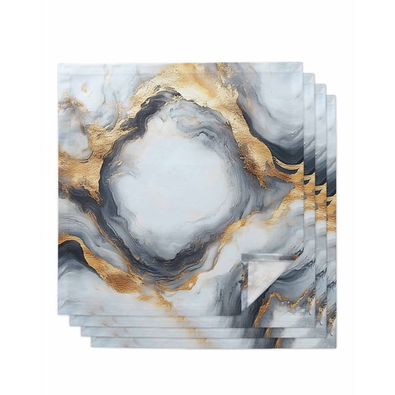 nqOlkjepod Marble White Yellow Cloth Napkins Set of 4 Reusable Dinner Napkins, Modern Abstract Art Ink Painting Cocktail Napkin Washable Table Napkins for Wedding/Holiday Party/Baby Shower 20"x20"
