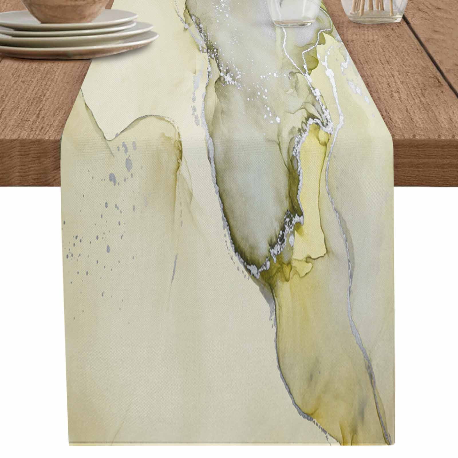 nqOlkjepod Marble Yellow Table Runner 72 Inches Long Farmhouse Dress ...
