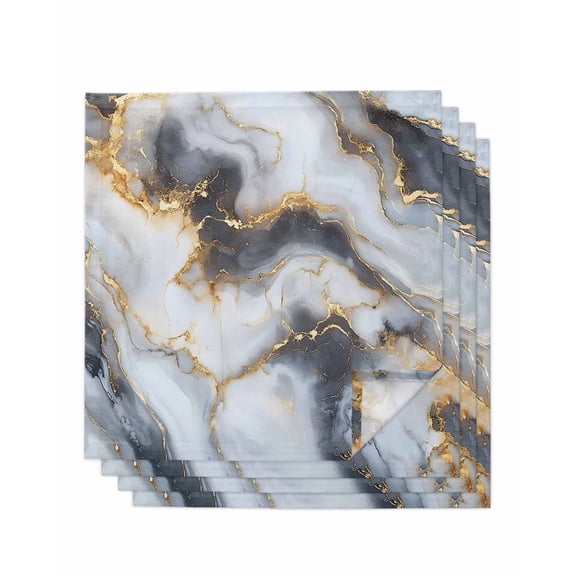 nqOlkjepod Marble Yellow White Cloth Napkins Set of 4 Reusable Dinner Napkins, Modern Abstract Art Ink Painting Cocktail Napkin Washable Table Napkins for Wedding/Holiday Party/Baby Shower 20"x20"