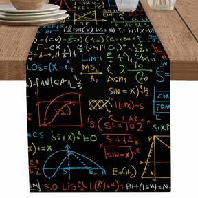 nqOlkjepod Math Formula Geometric Table Runner 60 Inches Long Farmhouse Dress Scarves, Modern Art Black Yellow Dining Tablerunner for Coffee Table/Kitchen Island/Party Décor, 13" x 60"