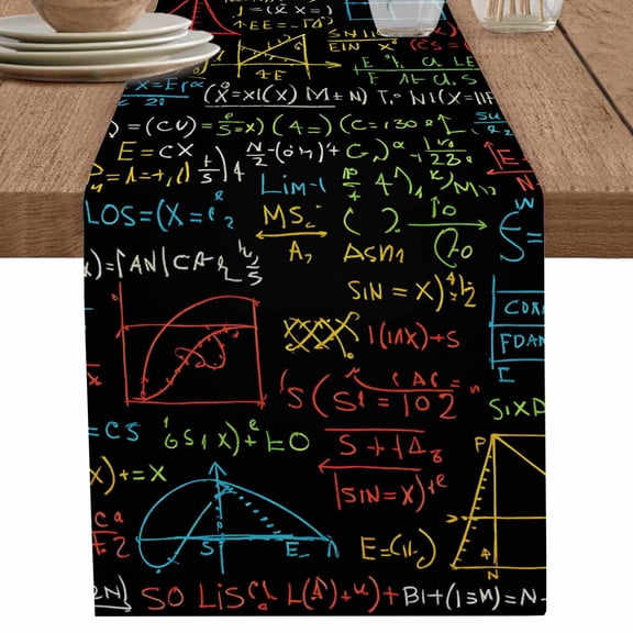nqOlkjepod Math Formula Geometric Table Runner 60 Inches Long Farmhouse Dress Scarves, Modern Art Black Yellow Dining Tablerunner for Coffee Table/Kitchen Island/Party Décor, 13" x 60"