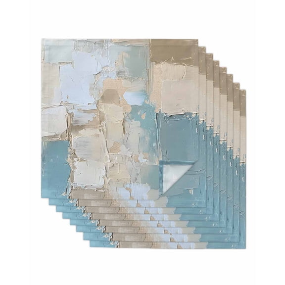 nqOlkjepod Modern Abstract Cloth Napkins Set of 8 Reusable Dinner Napkins, Blue Brown Color Blocks Cocktail Napkin Washable Table Napkins for Wedding/Holiday Party/Baby Shower 20"x20"