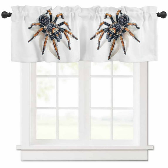 nqOlkjepod Modern Animals Print Farmhouse Short Window Curtain Valances, Watercolor Chic Spiders Rod Pocket Kitchen Valances for Living Room Bedroom Bathroom Cafe, 1 Panel - 42" x 18"