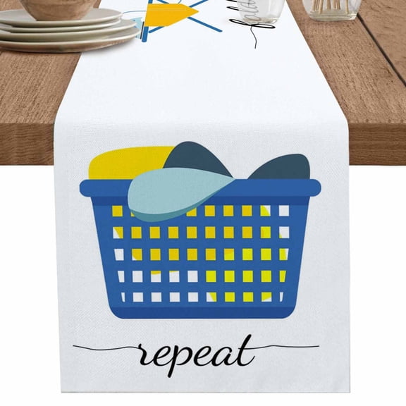 nqOlkjepod Modern Minimalist Table Runner 36 Inches Long Farmhouse Dress Scarves, Cartoon Laundry Room Washing Machine Dining Tablerunner for Coffee Table/Kitchen Island/Party Décor, Small 13" x 36"
