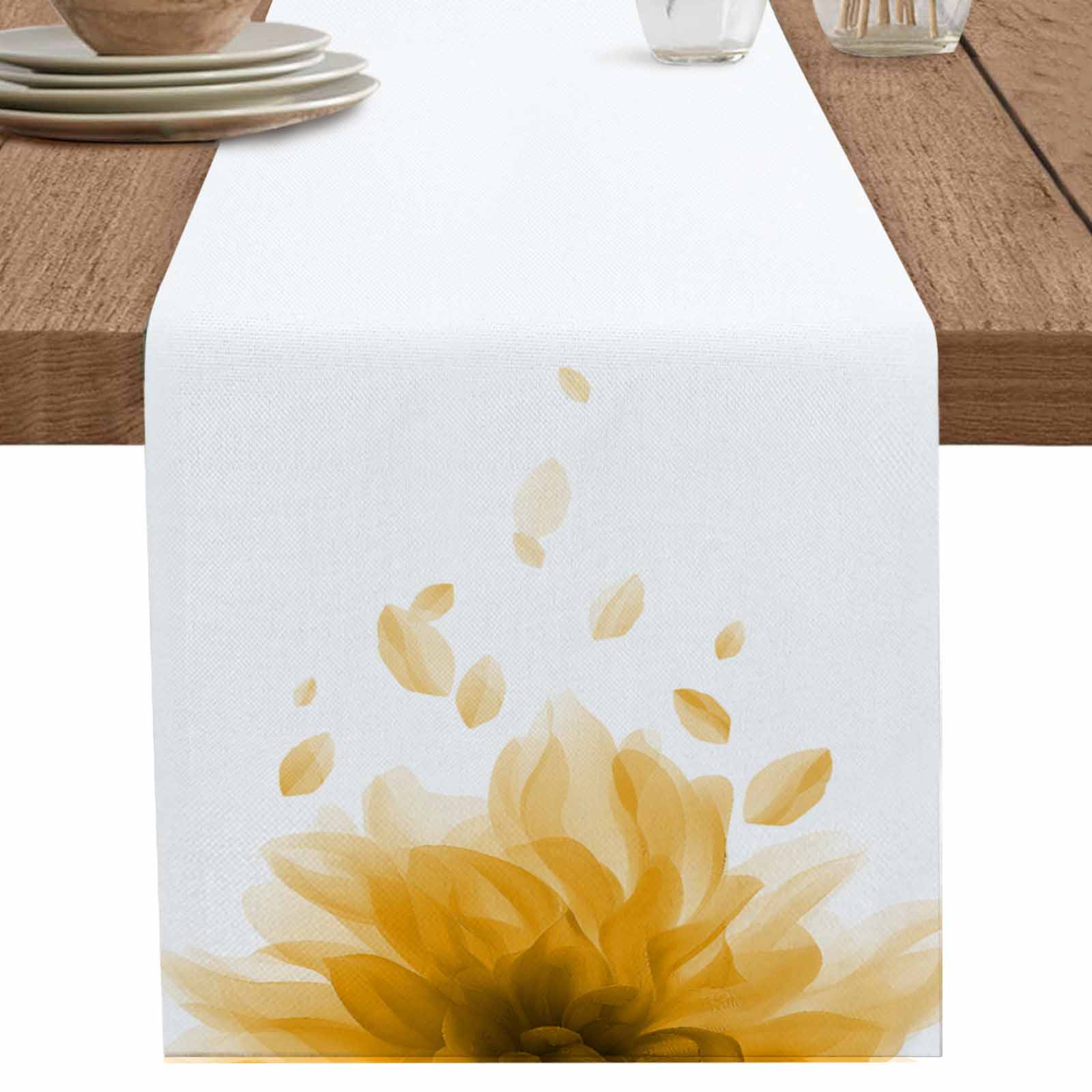 nqOlkjepod Modern Yellow Table Runner 72 Inches Long Farmhouse Dress ...
