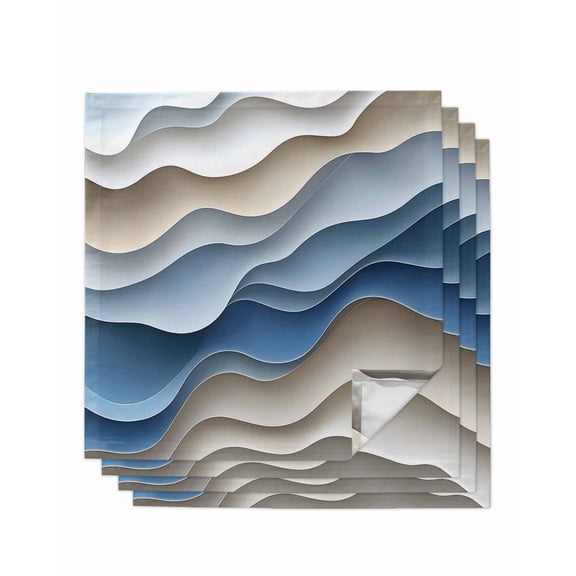 nqOlkjepod Moire Blue Brown Cloth Napkins Set of 4 Reusable Dinner Napkins, Ombre Modern Abstract Geometric Cocktail Napkin Washable Table Napkins for Wedding/Holiday Party/Baby Shower 20"x20"