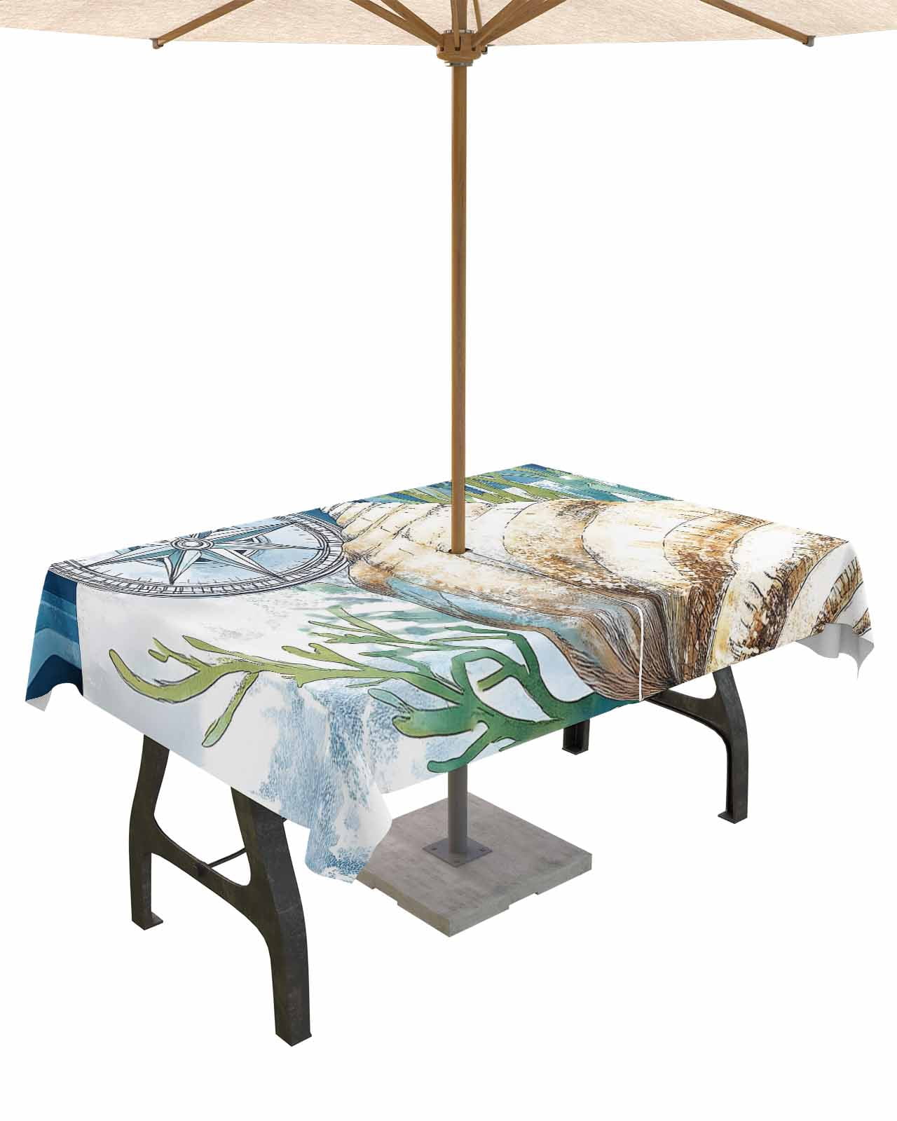 nqOlkjepod Nautical Compass Outdoor Tablecloth with Umbrella Hole ...