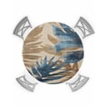thumbnail image 1 of nqOlkjepod Navy Blue Brown Botanical Round Tablecloth, Fitted Table Cover with Elastic for 36"-44" Round Tables, Rustic Tropical Palm Leaves Table Cloth Outdoor Dinning Party Waterproof Tablecloths, 1 of 6