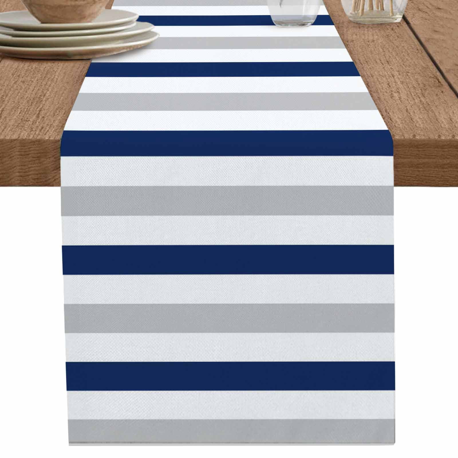 nqOlkjepod Navy Blue Grey Table Runner 48 Inches Long Farmhouse Dress ...