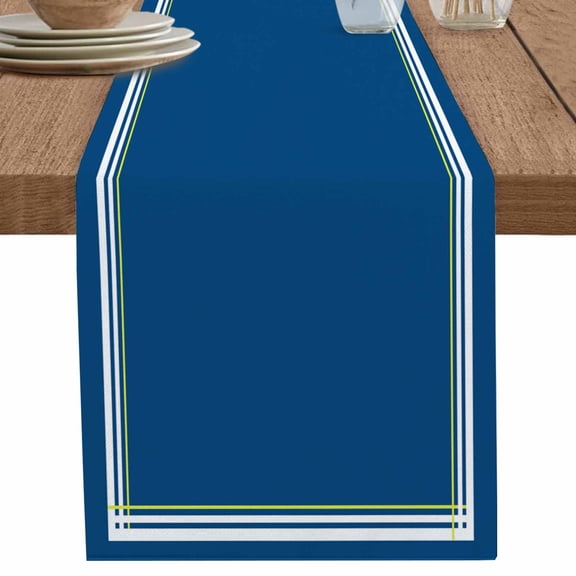 nqOlkjepod Navy Blue Line Table Runner 36 Inches Long Farmhouse Dress Scarves, Farmhouse Simple Blue Striped Dining Tablerunner for Coffee Table/Kitchen Island/Party Décor, Small 13" x 36"