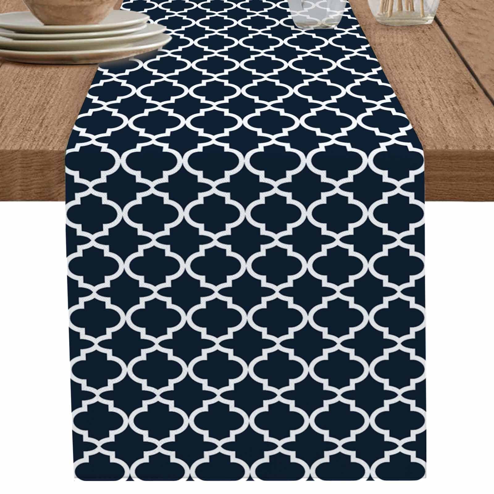 nqOlkjepod Navy Blue Morocco Table Runner 72 Inches Long Farmhouse ...