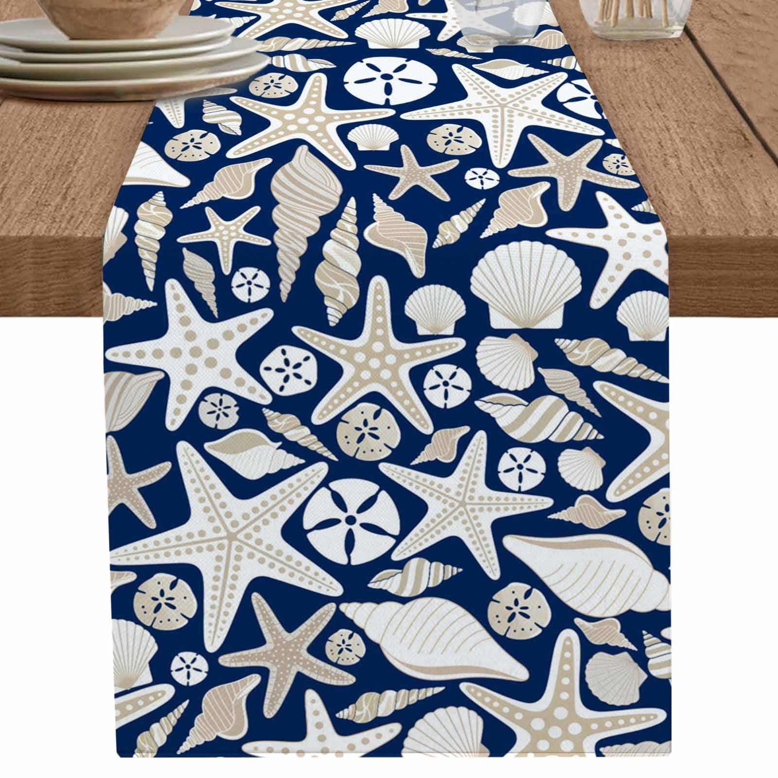 nqOlkjepod Navy Blue Ocean Table Runner 72 Inches Long Farmhouse Dress ...