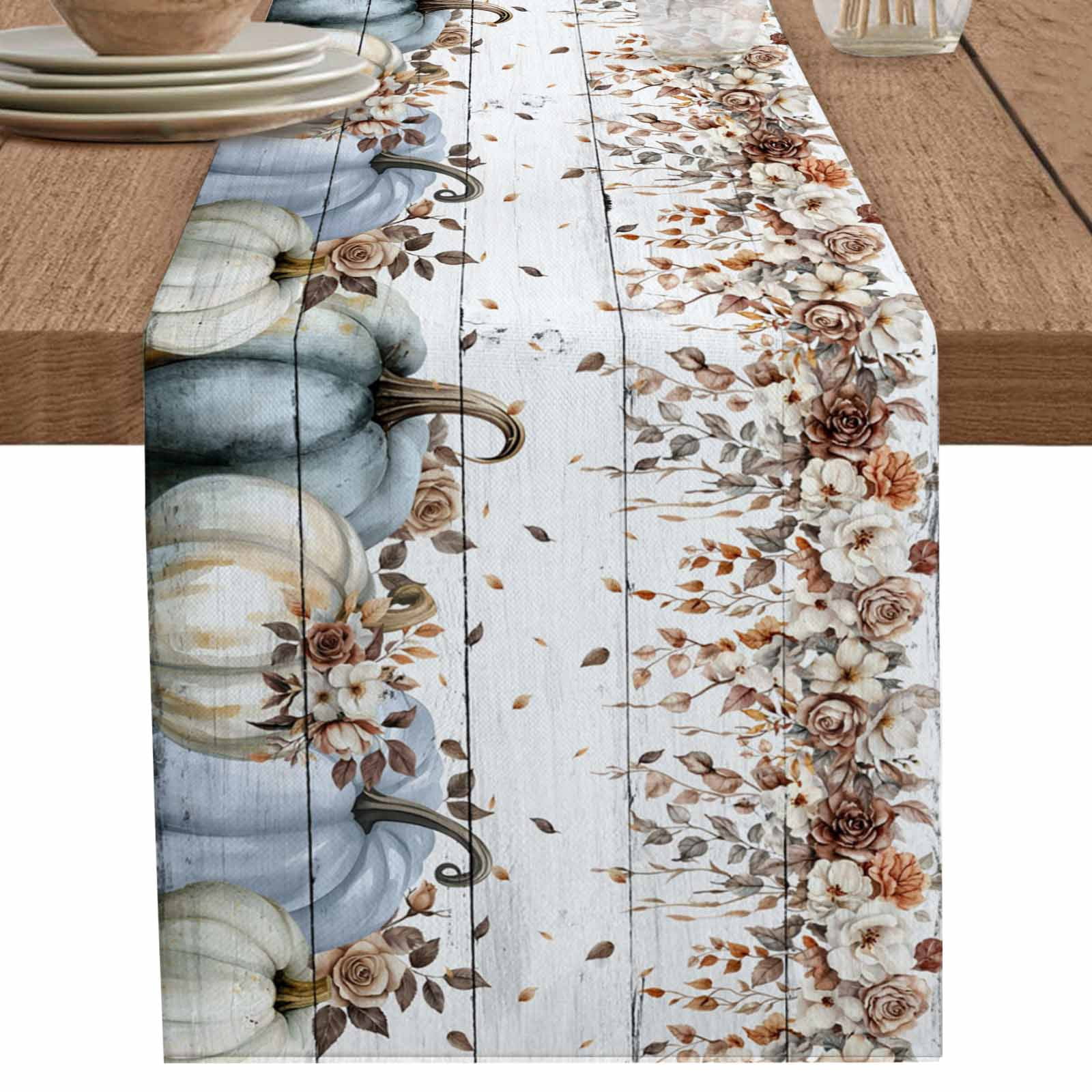 nqOlkjepod Navy Blue Pumpkin Fall Table Runner 90 Inches Long Farmhouse ...