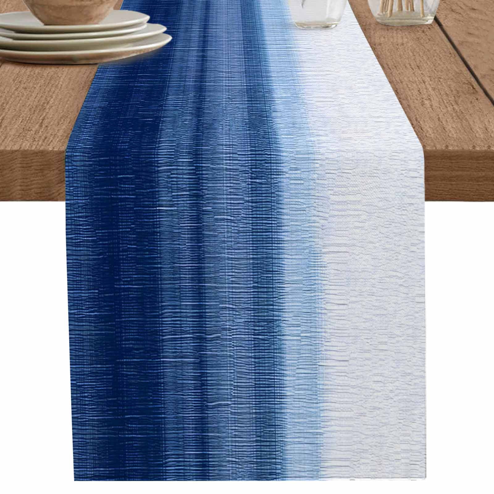nqOlkjepod Navy Blue White Ombre Table Runner 72 Inches Long Farmhouse ...