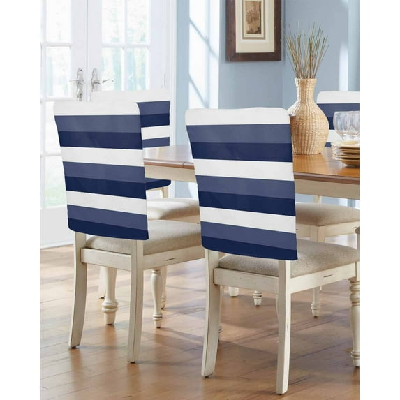 nqOlkjepod Navy Blue White Striped Chair Covers Set of 8, Decorative Chair Back Cover, Farmhouse Stripes Dining Room Chair Slipcovers Removable Chair Protectors Covers for Party Banquet