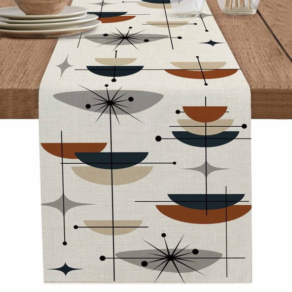 nqOlkjepod Navy Bohemian Table Runner 60 Inches Long Farmhouse Dress Scarves, Geometric Boho Abstract Color Block Dining Tablerunner for Coffee Table/Kitchen Island/Party Décor, 13" x 60"