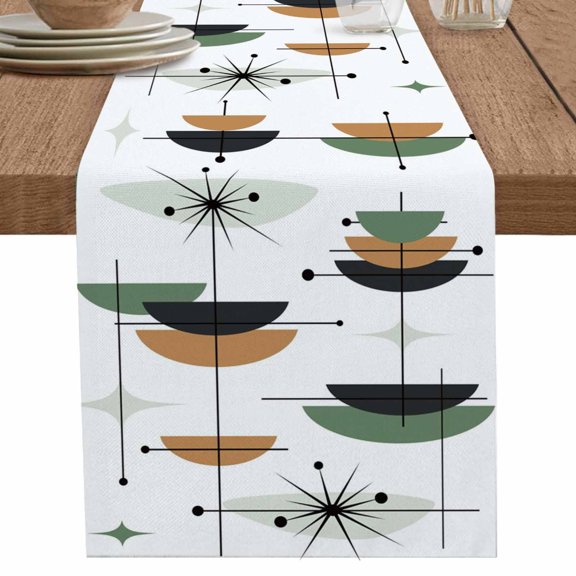 nqOlkjepod Navy Color Block Boho Table Runner 48 Inches Long Farmhouse Dress Scarves, Abstract Bohemian Geometric Dining Tablerunner for Coffee Table/Kitchen Island/Party Décor, 13" x 48"