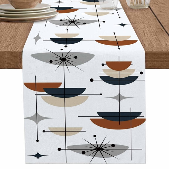 nqOlkjepod Navy Geometric Boho Table Runner 48 Inches Long Farmhouse Dress Scarves, Bohemian Abstract Color Block Dining Tablerunner for Coffee Table/Kitchen Island/Party Décor, 13" x 48"