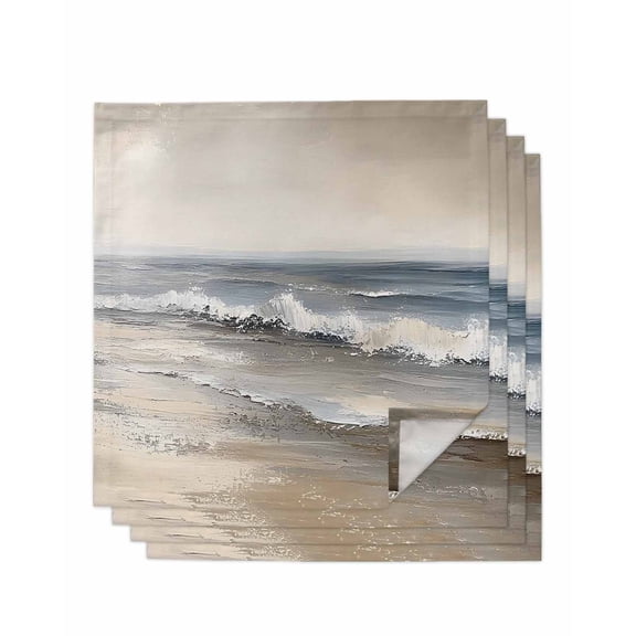 nqOlkjepod Ocean Cloth Napkins Set of 4 Reusable Dinner Napkins, Grey Sky Abstract Beach Minimalism Art Cocktail Napkin Washable Table Napkins for Wedding/Holiday Party/Baby Shower 20"x20"