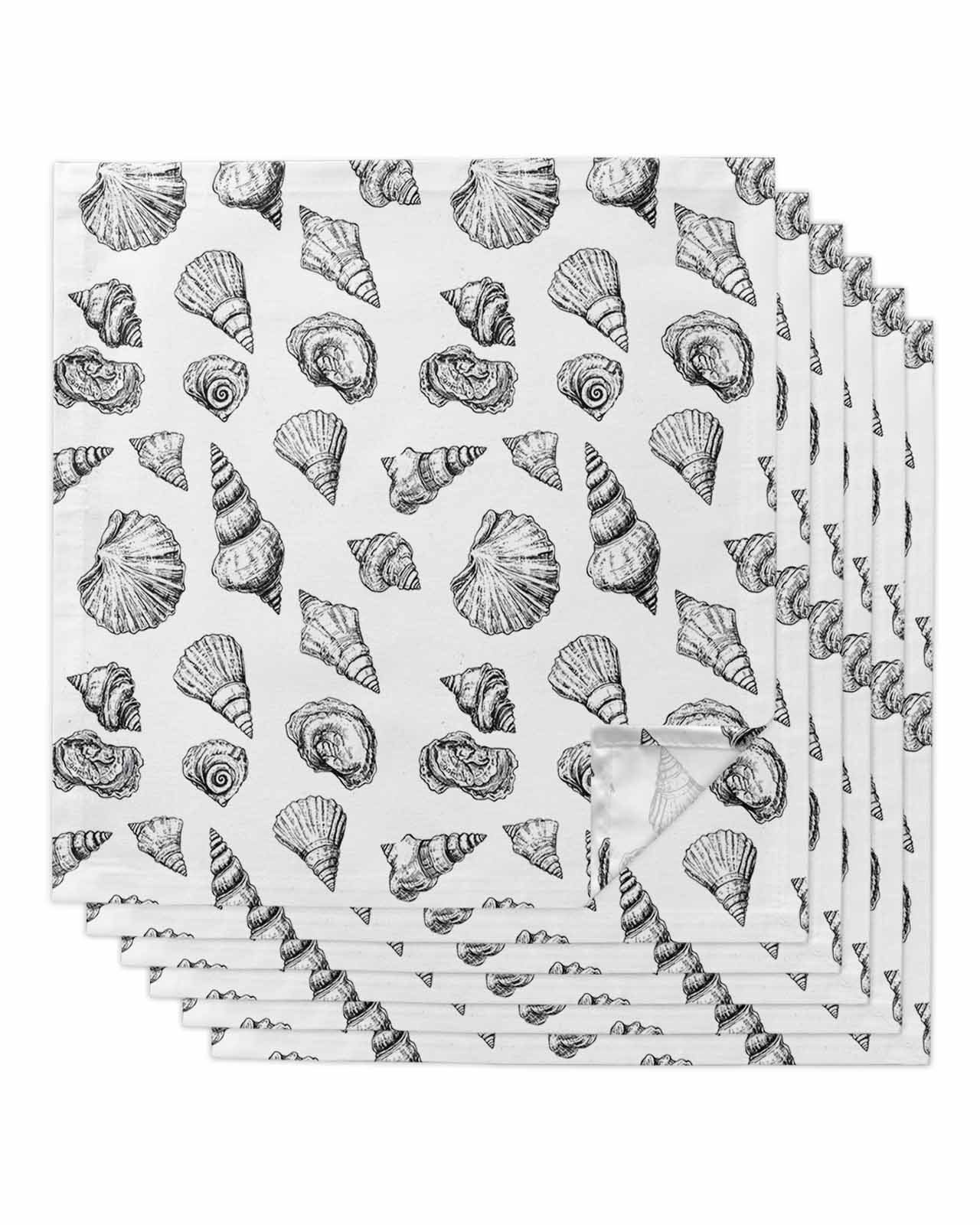 nqOlkjepod Ocean Conch Nautilus Cloth Napkins Set of 6 Reusable Dinner ...