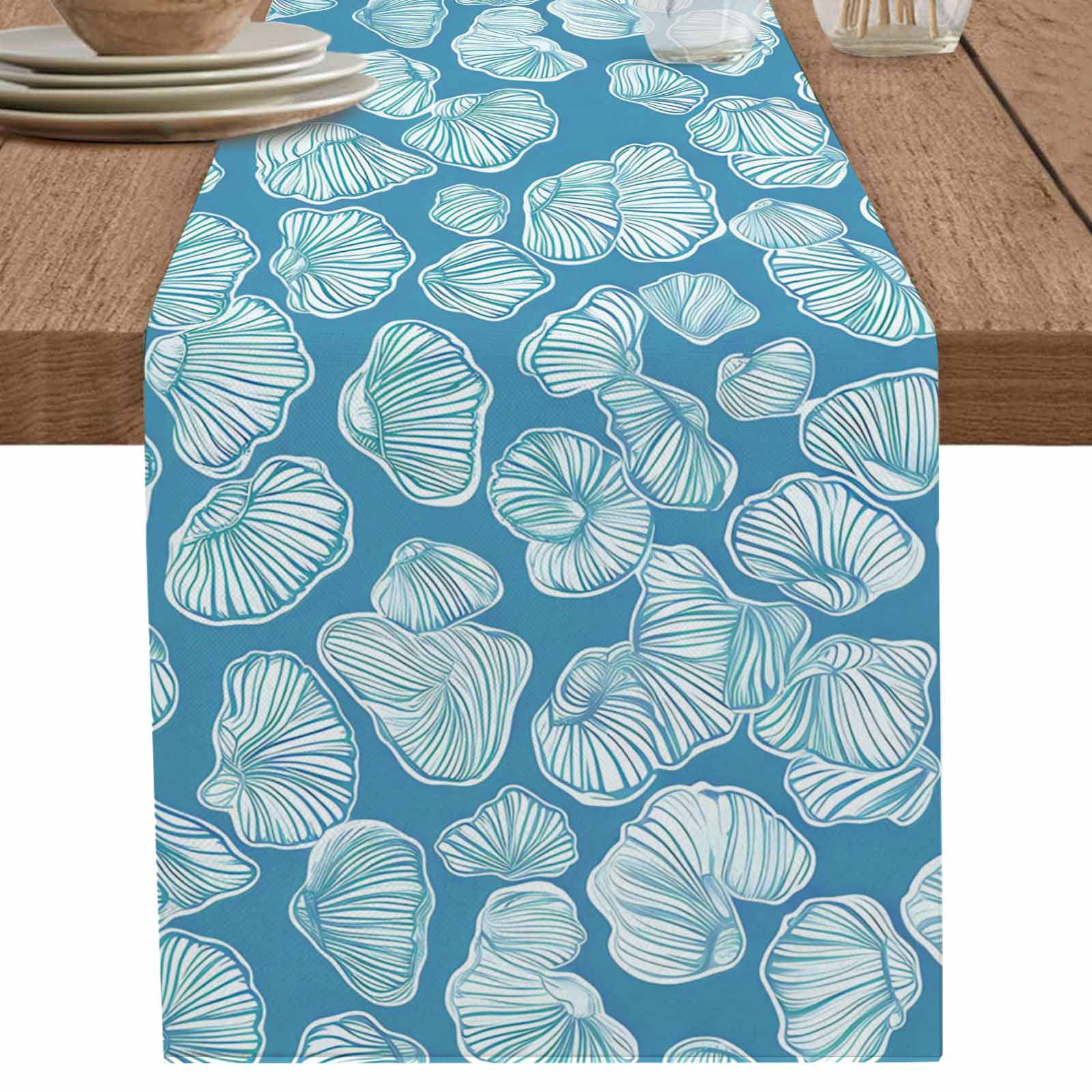 nqOlkjepod Ocean Conch Table Runner 72 Inches Long Farmhouse Dress ...