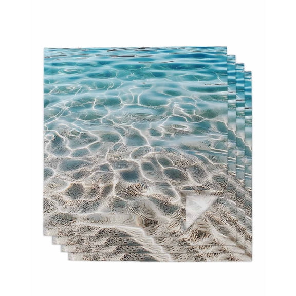 nqOlkjepod Ocean Water Ripple Cloth Napkins Set of 4 Reusable Dinner Napkins, Summer Seaside Underwater Scene Cocktail Napkin Washable Table Napkins for Wedding/Holiday Party/Baby Shower 20"x20"