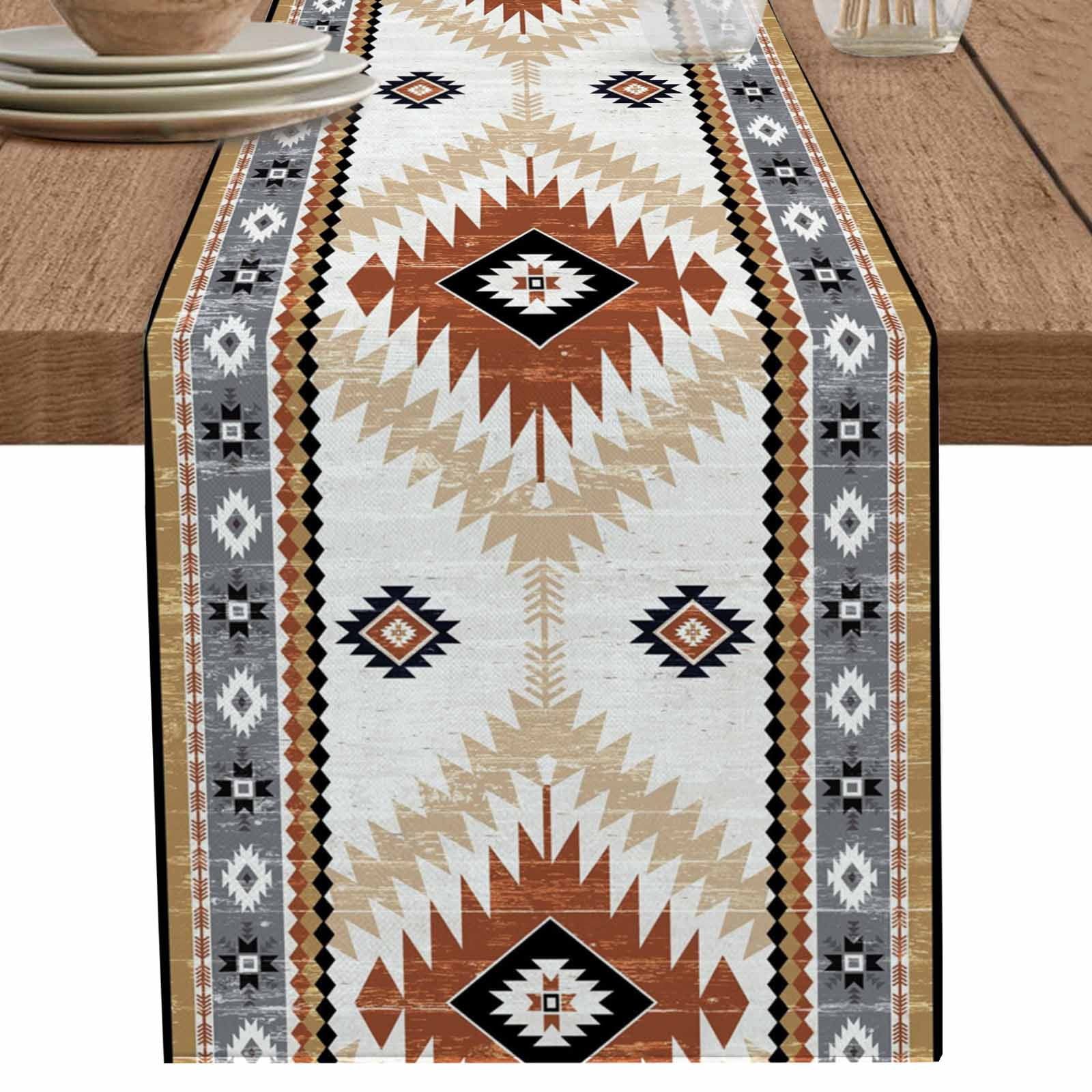 nqOlkjepod Orange Beige Boho Table Runner 72 Inches Long Farmhouse ...