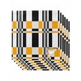 thumbnail image 1 of nqOlkjepod Orange Black Geometric Cloth Napkins Set of 6 Reusable Dinner Napkins, Abstract Art Modern Check Plaid Cocktail Napkin Washable Table Napkins for Wedding/Holiday Party/Baby Shower 20"x20", 1 of 8