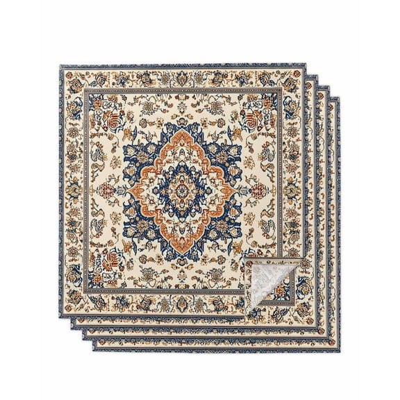 nqOlkjepod Orange Blue Ethnic Rustic Cloth Napkins Set of 4 Reusable Dinner Napkins, Heritage Boho Southwestern Cocktail Napkin Washable Table Napkins for Wedding/Holiday Party/Baby Shower 20"x20"