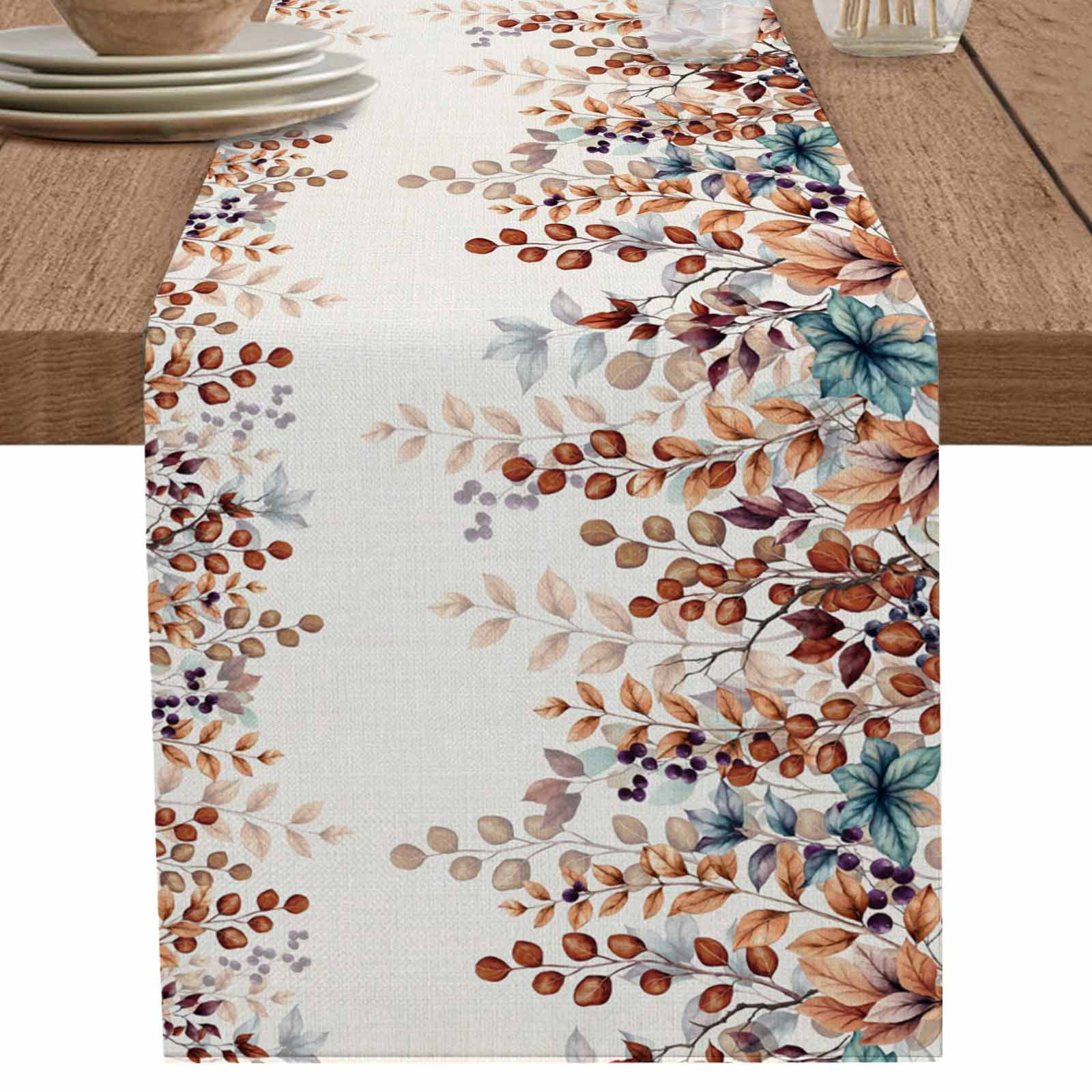 nqOlkjepod Orange Eucalyptus Leaves Table Runner 90 Inches Long ...