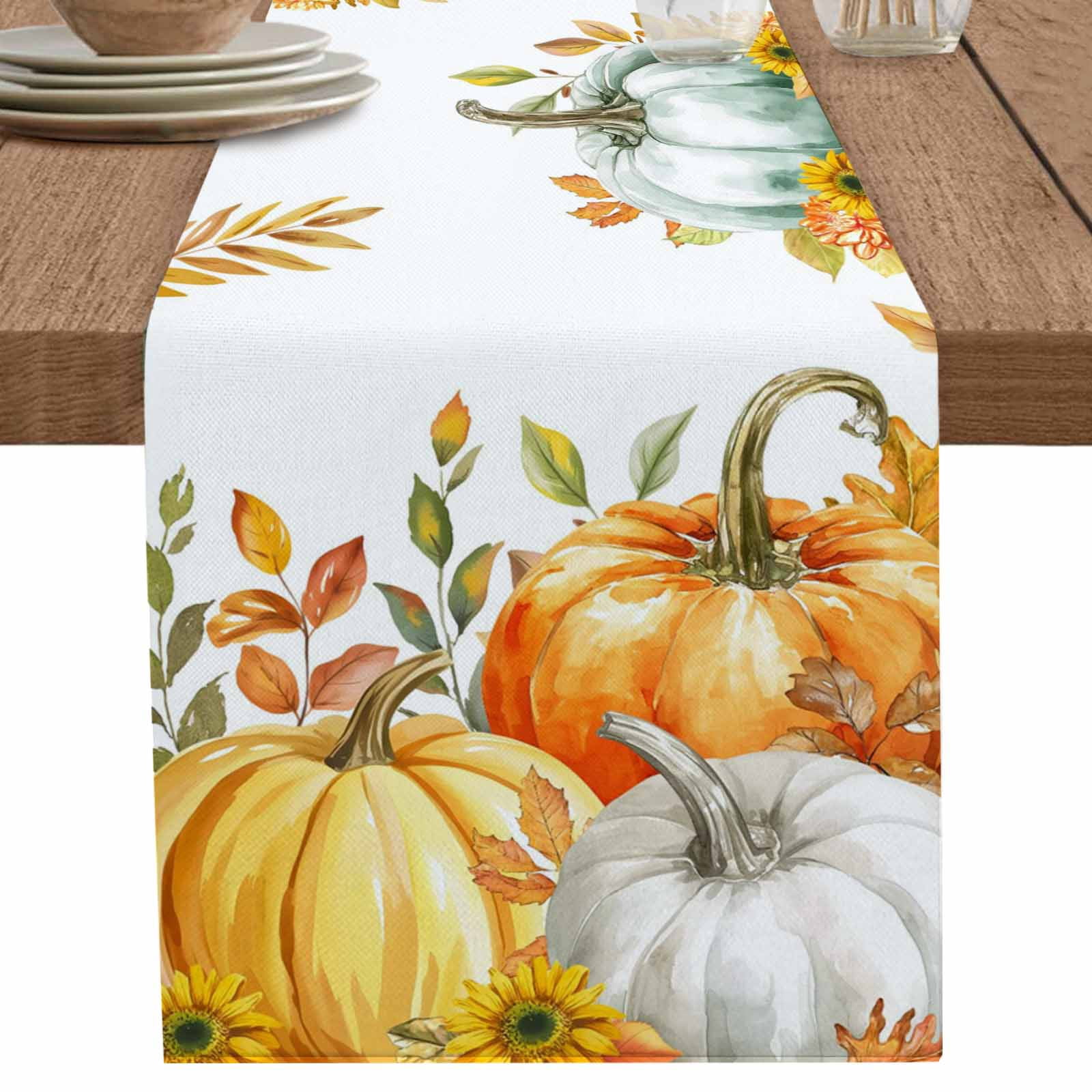 nqOlkjepod Orange Fall Table Runner 90 Inches Long Farmhouse Dress ...