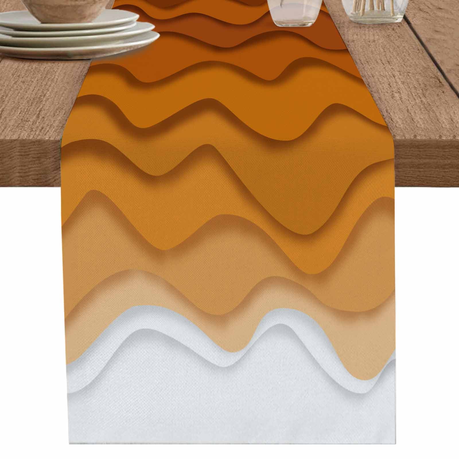 nqOlkjepod Orange Ombre Stripes Table Runner 72 Inches Long Farmhouse ...