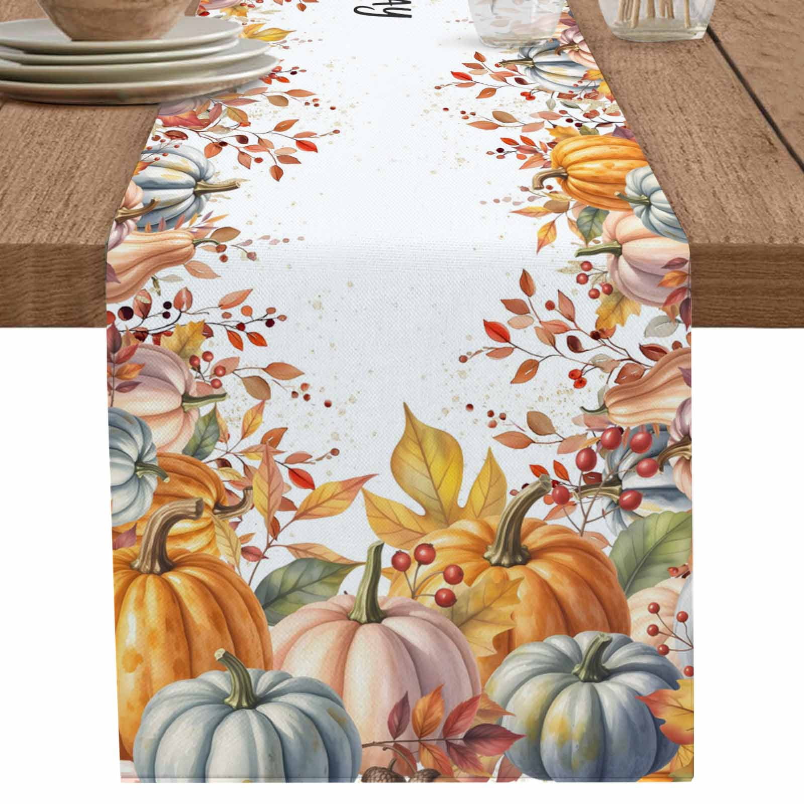 nqOlkjepod Orange Pumpkins Fall Table Runner 70 Inches Long Farmhouse ...